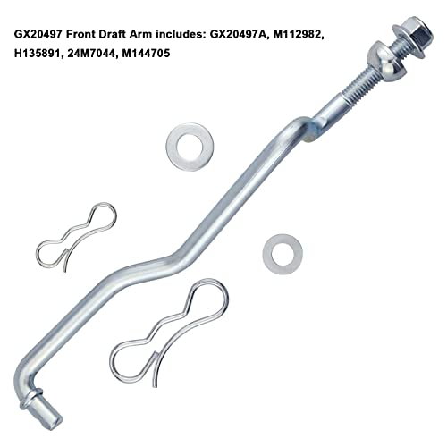 GX20497 Front Draft Arm Kit - Compatible with John Deere GX20497A M112982 H135891 24M7044, for Mower Deck Lift Linkage Arm 102 115 125 155C D155 LA L100 L120 L130 LA120 D140 X S E Series, w/Hardware. - Grill Parts America