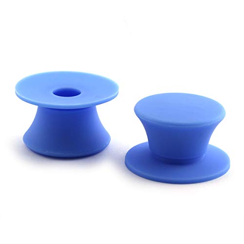 PZRT 2-Pack Universal Pot Lid Cover Knob,Anti-Heat Silicone 2.3 Inch Base Replacement Cookware Pot Lid Handle Circular Handgrip with Screw Nut - Blue - Kitchen Parts America