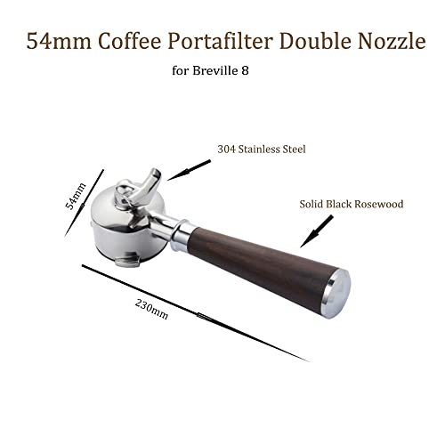 Ankong 54mm Coffee Portafilter for Breville Coffee Machine , Coffee Handle Filter Holder Solid Wood Double Nozzle Coffee Maker Parts Portafilter Handle Stainless Steel Reusable (A black rosewood) - Kitchen Parts America