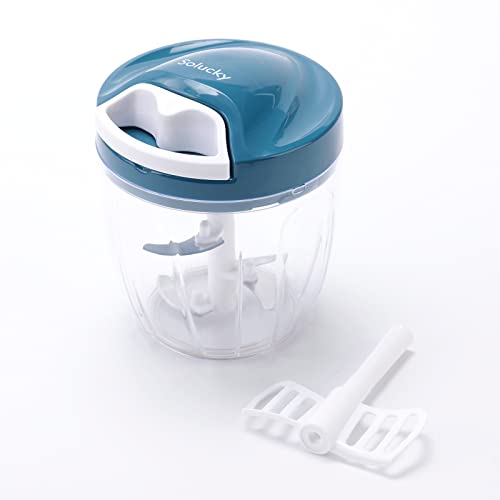 Vegetable Processor, Manual Food Chopper, 900ml/30oz Portable Hand-Powered Food Chopper, Compact Handheld Onion Chopper, Kitchen Tools Food Masher, Garlic Squeezer Slicer, Pepper Cut - Kitchen Parts America