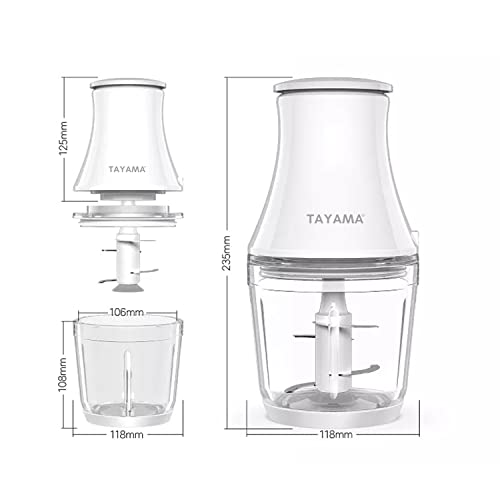 TAYAMA 2.5 Cup White 200W Mini Chopper 4-Layer Blade Food Processor, Medium - Kitchen Parts America