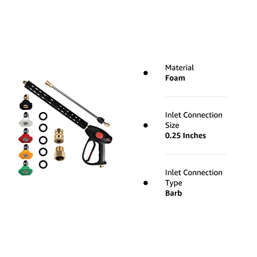 PROWESSPRO Pressure Washer Gun with Pressure Washer Wand Extension Replacement and 5 Nozzle Spray Tips, Power Washer Gun with M22 14mm and M22 15mm Fitting, 40 Inch Adjustable Length (40 Inch) Black - Grill Parts America