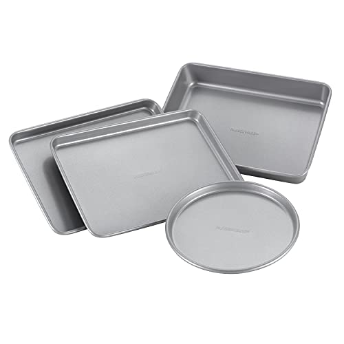 Farberware Bakeware Steel Nonstick Toaster Oven Pan Set, 4-Piece Baking Set, Gray - Kitchen Parts America