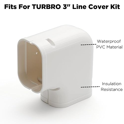 TURBRO 3" W 90° Flat Elbow Part for PVC Line Cover Set, Level Bend Cover,Decorative PVC Line Set Cover Kit Parts Accessories for Ductless Mini Split Air Conditioners, Central AC and Heat Pumps - Grill Parts America