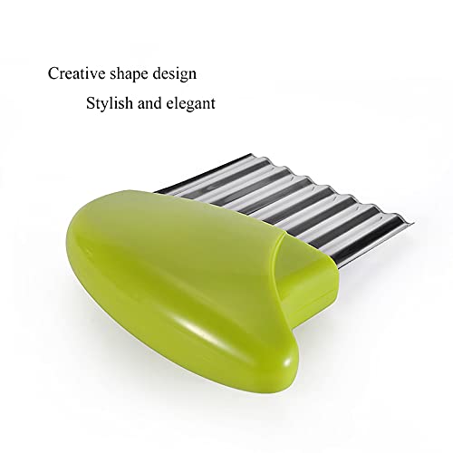 Crinkle Cutter, Stainless Steel Waffle Fry Cutter, Wavy Chopper for Veggies Potato Carrots Butter Lettuce, 2 PCS(Green and Blue) - Kitchen Parts America