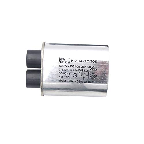 Meter Star CQC Universal Household Microwave HV Capacitor Replacement 2100V 0.91uF MFD Compatible ch85 21091 AC H.V.Capacitor 10/85/21 50/60Hz NO PCB - Grill Parts America