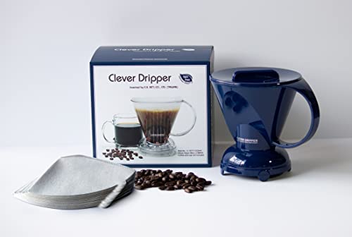 Clever Coffee Dripper and Filters, Large 18 oz (Royal Blue)| Barista's Choice| Safe BPA Free Plastic|Includes 100 Filters - Kitchen Parts America