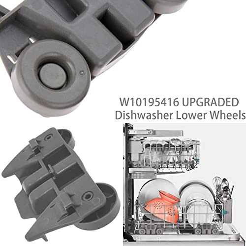 W10195416 Dishwasher Wheels Lower Dish Rack Wheel Part Assembly,Replacement for Maytag/Kitchen Aid/kitchenaid/Whirlpool/Kenmore Dish Rack Replaces AP5983730 W10195416V,AP5983730,PS11722152,Pack of 4 - Grill Parts America