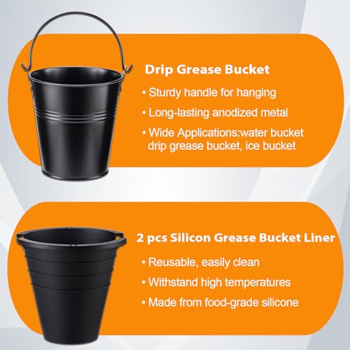 Easyki drip Tray Grease Bucket and 2pcs Reusable Silicone Grease Bucket Liners for Traeger Pro Series 575/780,20/22/34 Series, Ironwood 650/885 & Z Grills, Pit boss ect Pellet Grill Accessories - Grill Parts America