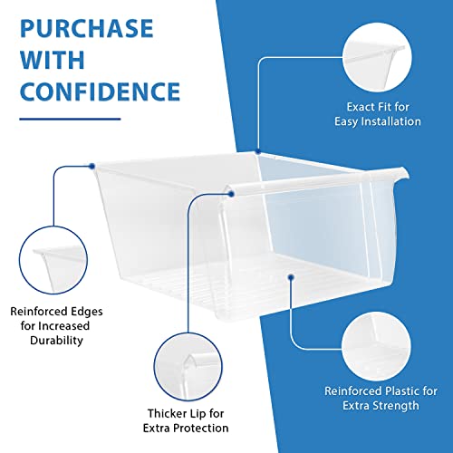 Upgraded Lifetime Appliance 2188661 Crisper Bin (Upper) Compatible with Whirlpool Refrigerator | Fridge Drawers | Kenmore Refrigerator Parts | Whirlpool Shelf Replacement - WP2188661 - Grill Parts America