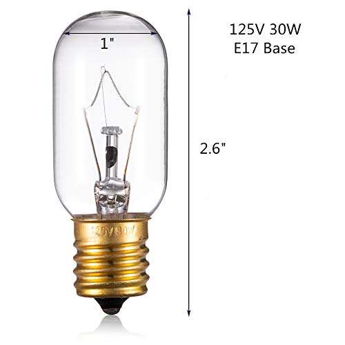 Light Bulb Fits for LG Microwave Oven - Microwave Light Bulb for LG Frigidaire Kenmore Whirlpool GE Over the Range Microwave, Dimmable with 125V 30W E17 Base, Kitchen Night Light, Repalces 6912W1Z004B - Grill Parts America