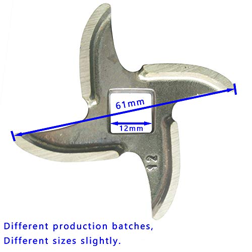 2 Pack #12 Meat Grinder Blade Stainless Steel Knife Cutter Replacement for Grinders, Please check the size and shape - Kitchen Parts America