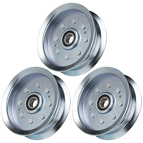 Flat Idler Pulley 756-05034 GY20629 GY22082 GY20110 for John Deere D100 D120 D140 D150 LA100 LA105 LA110 L110 L120 L130 Fits 42" 48" Decks Lawn Mowers (3 Pack) - Grill Parts America