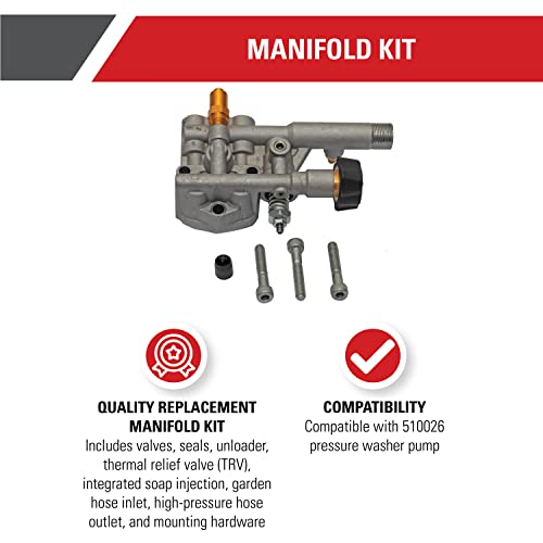 Simpson Cleaning 7113810 Manifold Replacement Kit for OEM Technologies 510026 Axial Cam Pressure Washer Pump, Silver - Grill Parts America