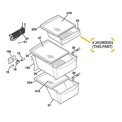 New Updated 241969501 Crisper Pan Cover For Frigidaire Refrigerator 17-3/8" x 18-3/8" （The 3rd From The Botton） - Grill Parts America