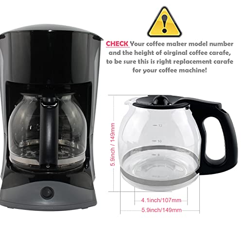 Cestlaive 12-Cup Replacement Coffee Carafe Compatible with Mr. Coffee Coffee maker Pot, Replace Part# PLD12 PLD12-RB Series, Black Handle - Kitchen Parts America