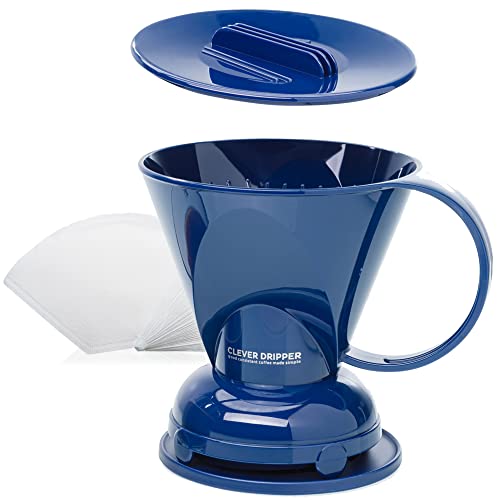 Clever Coffee Dripper and Filters, Large 18 oz (Royal Blue)| Barista's Choice| Safe BPA Free Plastic|Includes 100 Filters - Kitchen Parts America