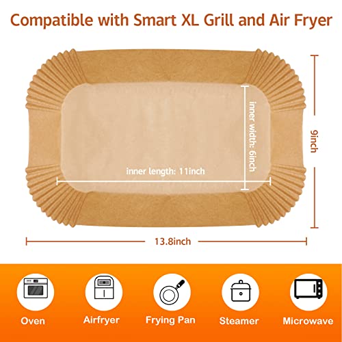 Air Fryer Liners For Ninja Smart Xl Air Fryer,125Pcs Air Fryer Disposable Paper Liner For Ninja FG551 6-in-1 Grill Air Fryer Parchment Liners Rectangular For Ninja Foodi Air Fryer Accessories Baking - Grill Parts America