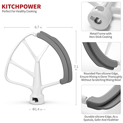 KITCHPOWER 6 Quart Flex Edge Beater for KitchenAid Bowl-Lift Stand Mixers, Kitchenaid Paddle Attachment Mixer Accessory - Kitchen Parts America