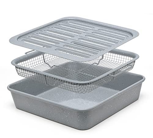 EaZy MealZ Crisping Basket & Tray Set | Air Fry Crisper Basket | Tray & Grease Catcher | Even Cooking | Non-Stick | Healthy Cooking - Kitchen Parts America