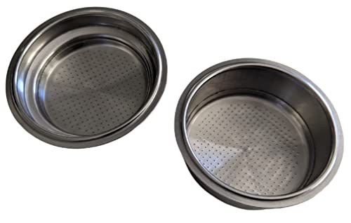 DAVIX [2 Pack] Single Cup + Double Cup Replacement Parts for Breville Cafe Roma Espresso ESP8XL, 51 mm PRESSURIZED Espresso Filter Basket, Stainless Steel Double Wall, Fit Cuisinart EM-100FBS - Grill Parts America