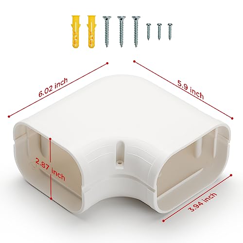 TURBRO 3" W 90° Flat Elbow Part for PVC Line Cover Set, Level Bend Cover,Decorative PVC Line Set Cover Kit Parts Accessories for Ductless Mini Split Air Conditioners, Central AC and Heat Pumps - Grill Parts America