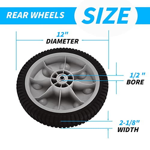 Mower Rear Wheel for MTD 734-04019 734-04127 S-Wave Lawn Mower, for Troy- Bilt 11A-542Q711 11A-542Q766 Replacement Wheels 12" X2-1/8 （2 Pack） - Grill Parts America