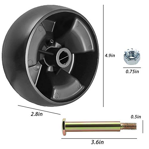 734-04155 Deck Gauge Wheel Replacement fit for Cub Cadet, 5 in Diameter Deck Wheel Kit with Bolts Nuts Replacement for 42,46,50,54in Mower deck,Replace 73404155 112-0677 (4Pack) - Grill Parts America