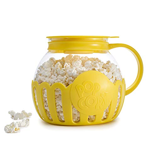 Ecolution Patented Micro-Pop Microwave Popcorn Popper with Temperature Safe Glass, 3-in-1 Lid Measures Kernels and Melts Butter, Made Without BPA, Dishwasher Safe, 3-Quart, Yellow - Kitchen Parts America