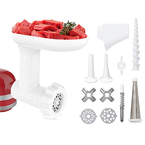 KITCHTREE Fruit Vegetable Strainer Attachment Set Includes Food Grinder Attachment and Sausage Stuffer Tubes Compatible with KitchenAid Stand Mixers Kitchen Parts America