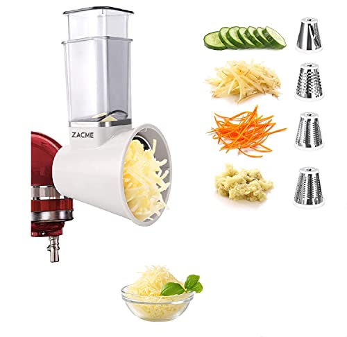 Slicer/Shredder Attachments for KitchenAid Stand Mixers, Food Slicers Cheese Grater Attachment, Salad Maker Accessory Vegetable Chopper with 4 Blades Dishwasher Safe - Kitchen Parts America