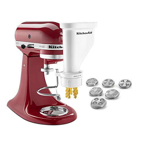 KitchenAid KSMPEXTA Gourmet Pasta Press Attachment with 6 Interchangeable Pasta Plates, White - Kitchen Parts America