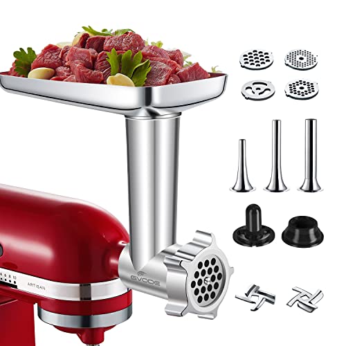 Metal Food Grinder Attachment for KitchenAid Stand Mixers, Kitchen aid Meat Grinder Included 3 Sausage Stuffer Tubes, 4 Grinding Plates, 2 Grinding Blades, Kubbe Meat Processor Accessories - Kitchen Parts America