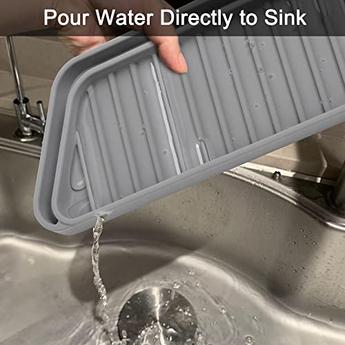 KindGa Refrigerator Drip Catcher Tray,Protector Ice and Water Dispenser Pan,Fridge Spills Water Pad Catch Basin for Drainage 2 Pack (Rectangular,Grey) - Grill Parts America