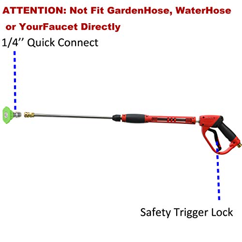 Tool Daily Deluxe Pressure Washer Gun, with Replacement Wand Extension, 5 Nozzle Tips, M22 Fitting, 40 Inch, 5000 PSI - Grill Parts America