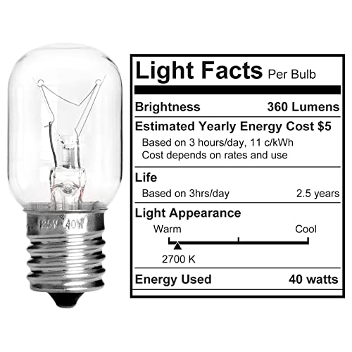 Microwave Light Bulb for GE Kenmore Whirlpool LG Microwave, E17 Base Kei 125V 40W, WB25x10030 Microwave Light Bulbs Under Hood Replace for 8206232A, 2Pcs - Grill Parts America