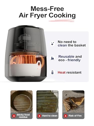 LE TAUCI Air Fryer Liners Reusable, Easy Clean Ceramic Liners for Air Fryer Basket, Air Fryer Accessories, AirFryer Basket Bowl, Replacement of Silicone Air Fryer Liner, White (Top 8in, Height 3.7in) - Grill Parts America