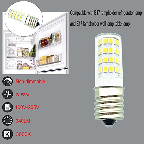 LCMLA 5304517886 LED Light Bulb E17 3.8W Replace 5304498578 KEI D28a 7297114000 7241552801 5304495326 Refrigerator Bulb Compatible with Frigidaire Kenmore Electrolux Crosley Refrigerator - Grill Parts America