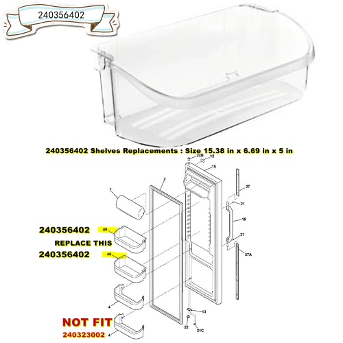 UPGRADE 240356402 Refrigerator Door Bin Replacement Part, Compatible with Frigidaire Refrigerator Door Shelf FGUS2642LF2 FRS6LF7JS0 FGUS2642LF1 LGUS2642LP0 LGUS2642LF1 LFSS2612TE0 Door Bin - Grill Parts America