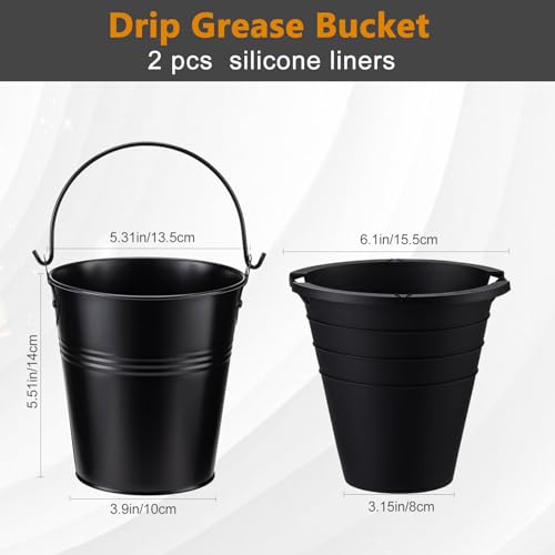 Easyki drip Tray Grease Bucket and 2pcs Reusable Silicone Grease Bucket Liners for Traeger Pro Series 575/780,20/22/34 Series, Ironwood 650/885 & Z Grills, Pit boss ect Pellet Grill Accessories - Grill Parts America