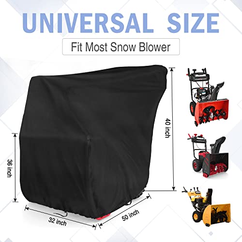 Rilime Snow Blower Cover,Heavy Duty Snowblower Covers Waterproof ,Snow Thrower Cover Universal Fit for Most Two Stage Snowblower (50" L X 32" W X 40" H) - Grill Parts America