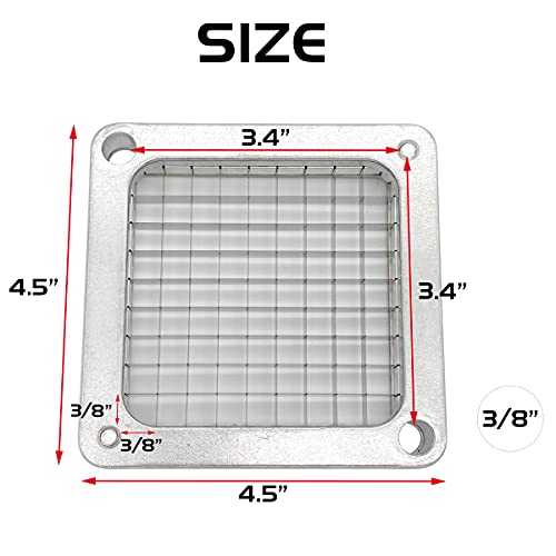 TUNTROL 3/8" Stainless Steel Replacement Blade for Commercial Vegetable Chopper Dicer Fruit Cutter, Interchangeable Blade Block Set Pusher Block - Kitchen Parts America