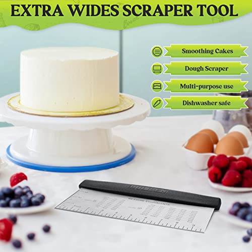 HULISEN Large Bench Scraper for Baking, 10 inch Extra Long Dough Pastry Scraper with Measuring Scale, Stainless Steel Cake Scraper, Multipurpose Pizza Cutter, Food Chopper, Bread Separator Knife - Kitchen Parts America