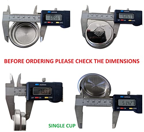 DAVIX [2 Pack] Single Cup + Double Cup Replacement Parts for Breville Cafe Roma Espresso ESP8XL, 51 mm PRESSURIZED Espresso Filter Basket, Stainless Steel Double Wall, Fit Cuisinart EM-100FBS - Grill Parts America