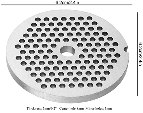 Meat Grinder Plate #7, 2-3/8" Stainless Steel Plate for Meat Grinder, Meat Grinder Discs for Kitchen Aid Mixer and Sausage Maker Attachment (Center Hole 8mm, Mince Holes 3mm) - Kitchen Parts America