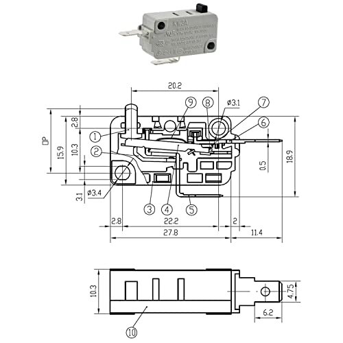 BOJACK Microwave Oven Door Switch KW3A 16A 125/250 V Door Interloc (Pack of 2 pcs Normally Close Switchs) - Grill Parts America