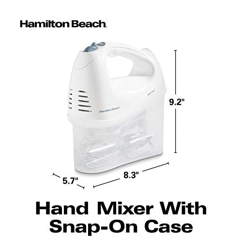 Hamilton Beach 6-Speed Electric Hand Mixer with Whisk, Traditional Beaters, Snap-On Storage Case, White - Kitchen Parts America