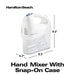 Hamilton Beach 6-Speed Electric Hand Mixer with Whisk, Traditional Beaters, Snap-On Storage Case, White - Kitchen Parts America