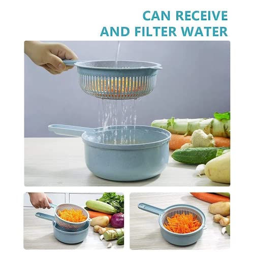 12Pcs Sets Multi-Function Vegetable Slicer,Onion Mincer Chopper, Vegetable Chopper, Cutter, Dicer, Egg Slicer with Container,Hand Guard and Container (Blue) - Kitchen Parts America