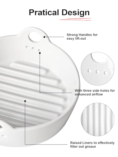 LE TAUCI Air Fryer Liners Reusable, Easy Clean Ceramic Liners for Air Fryer Basket, Air Fryer Accessories, AirFryer Basket Bowl, Replacement of Silicone Air Fryer Liner, White (Top 8in, Height 3.7in) - Grill Parts America